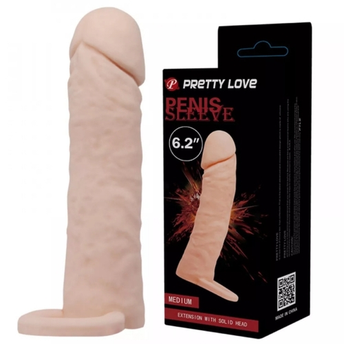 imagem CAPA PENIANA COM EXTENSOR DE 4CM E ANEL ESCROTALPRETTY LOVE PENIS SLEEVE 