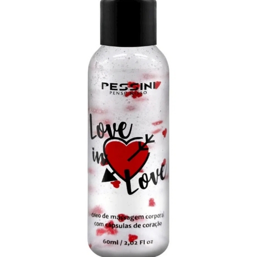 imagem  ÓLEO DE MASSAGEM LOVE IN LOVE COM CÁPSULAS DE CORAÇÃO 60ML