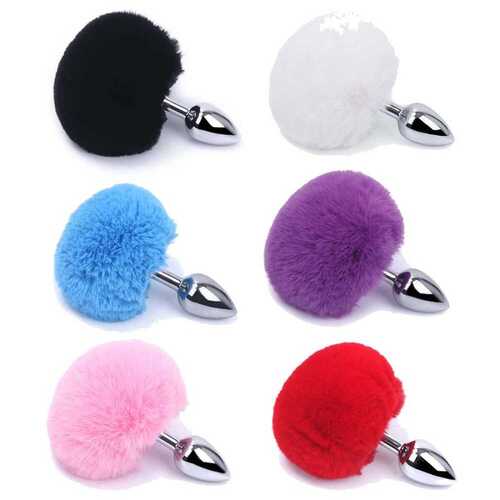 imagem PLUG ANAL EM METAL COM POMPOM COLORIDO